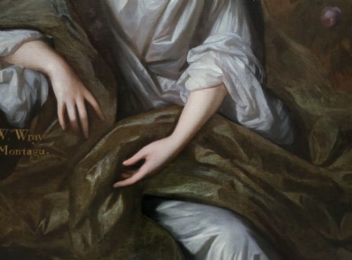 PORTRAIT OF LADY TUFTON WRAY 16671712 C1685 BY HERMAN VERELST 16411702 ANTIQUE OIL ON CANVAS PAINTING - ADDITIONAL PHOTO 5