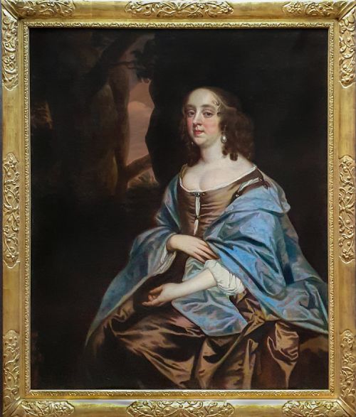 portrait of lady judith monson c1661 circle of sir peter lely 16181680 antique oil on canvas painting - CATEGORY: ANTIQUE ART - DATED 17TH CENTURY