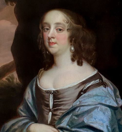 PORTRAIT OF LADY JUDITH MONSON C1661 CIRCLE OF SIR PETER LELY 16181680 ANTIQUE OIL ON CANVAS PAINTING - ADDITIONAL PHOTO 3