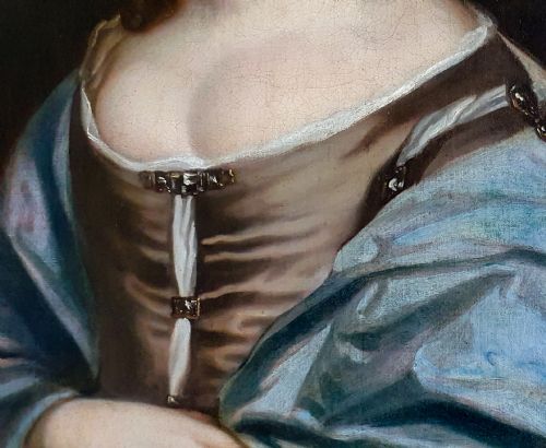 PORTRAIT OF LADY JUDITH MONSON C1661 CIRCLE OF SIR PETER LELY 16181680 ANTIQUE OIL ON CANVAS PAINTING - ADDITIONAL PHOTO 6