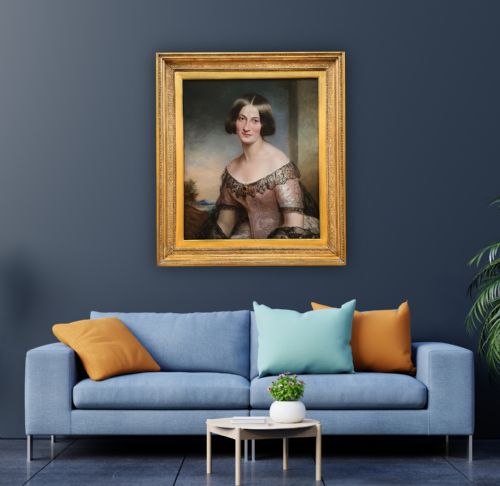 PORTRAIT OF A LADY CIRCA 1850 CIRCLE OF JAMES GODSELL MIDDLETON C18051874 OIL ON CANVAS PAINTING - ADDITIONAL PHOTO 2