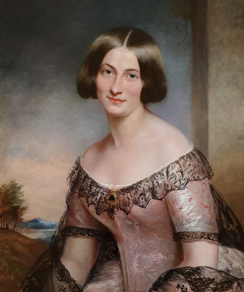 PORTRAIT OF A LADY CIRCA 1850 CIRCLE OF JAMES GODSELL MIDDLETON C18051874 OIL ON CANVAS PAINTING - ADDITIONAL PHOTO 1