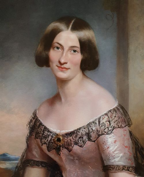 PORTRAIT OF A LADY CIRCA 1850 CIRCLE OF JAMES GODSELL MIDDLETON C18051874 OIL ON CANVAS PAINTING - ADDITIONAL PHOTO 3