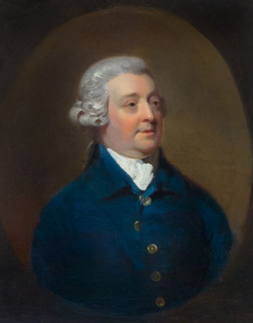 PORTRAIT OF A GENTLEMAN IN A BLUE COAT AND POWDERED WIG C1775 BY HENRY WALTON 17461813 OIL ON PANEL RARE EXAMPLE OF THE ARTIST'S WORK - ADDITIONAL PHOTO 1