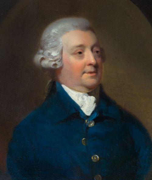 PORTRAIT OF A GENTLEMAN IN A BLUE COAT AND POWDERED WIG C1775 BY HENRY WALTON 17461813 OIL ON PANEL RARE EXAMPLE OF THE ARTIST'S WORK - ADDITIONAL PHOTO 2
