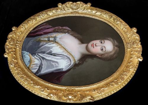 PORTRAIT OF A LADY C1725 CIRCLE OF SIR GODFREY KNELLER 16461723 ANTIQUE OIL ON CANVAS PAINTING FINE GILDED CARVED FRAME - ADDITIONAL PHOTO 2
