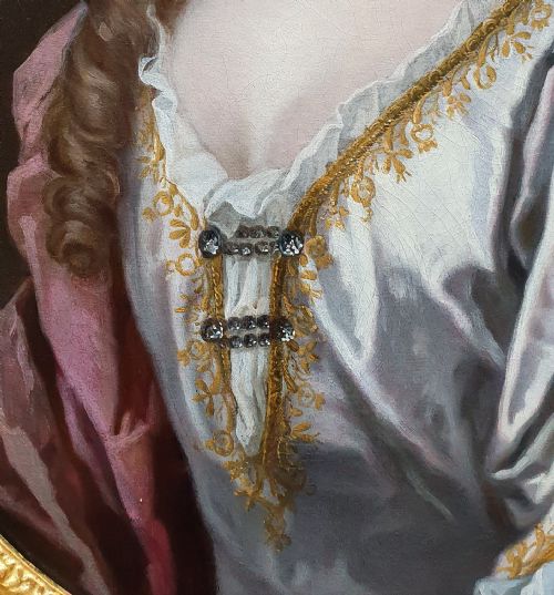 PORTRAIT OF A LADY C1725 CIRCLE OF SIR GODFREY KNELLER 16461723 ANTIQUE OIL ON CANVAS PAINTING FINE GILDED CARVED FRAME - ADDITIONAL PHOTO 6