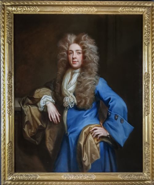 portrait of john philip packer 16551697 in a blue coat with diamonds c1686 byjohn closterman 16651711 oil on canvas painting - CATEGORY: ANTIQUE ART - DATED 17TH CENTURY
