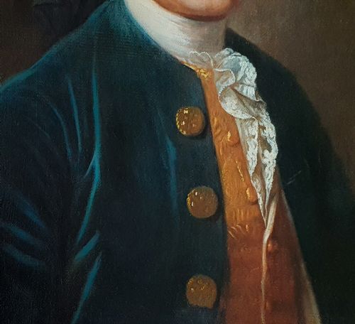 FRENCH PORTRAIT OF A GENTLEMAN C1750 CIRCLE OF MICHEL HUBERTDESCOURS 17071775 ANTIQUE OIL ON CANVAS PAINTING - ADDITIONAL PHOTO 5