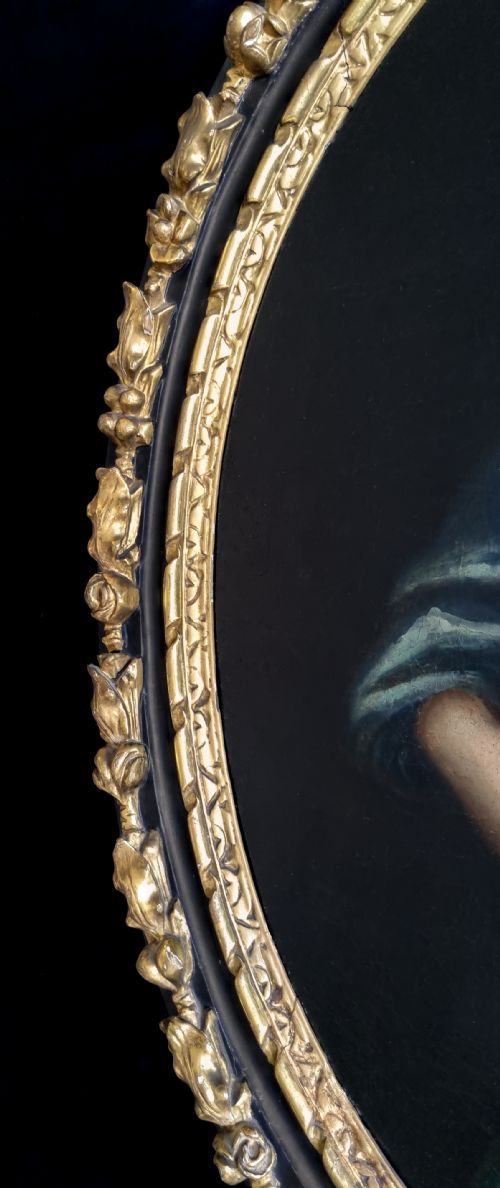 PORTRAIT OF YOUNG LADY HOLDING AN ORANGE C1700 FOLLOWER OF JEANBAPTISTE VAN LOO 16841745 ANTIQUE OIL ON CANVAS PAINTING - ADDITIONAL PHOTO 6