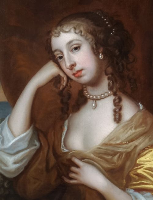 PORTRAIT OF MARGARET BROOKE LADY DENHAM C16421667 C1660S CIRCLE OF PETER LELY 161880 ANTIQUE OIL ON CANVAS PAINTING - ADDITIONAL PHOTO 6