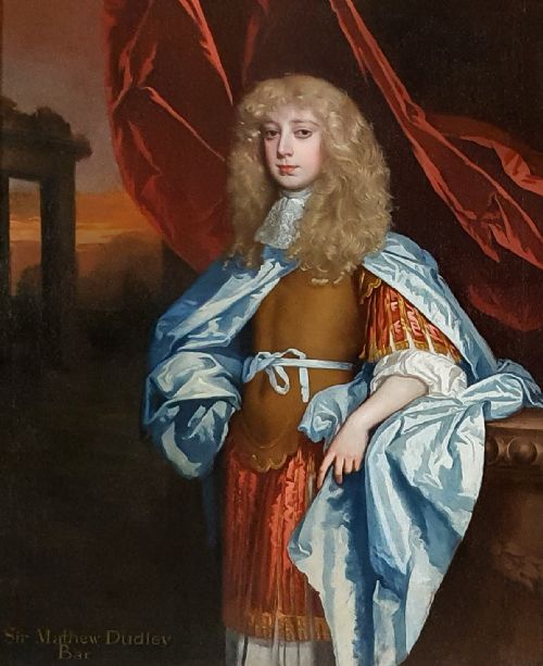 PORTRAIT OF SIR MATTHEW DUDLEY 2ND BARONET OF CLOPTON C1675 ATTRIBUTED TO JOHN GREENHILL C16421676 ANTIQUE OIL ON CANVAS PAINTING - ADDITIONAL PHOTO 2