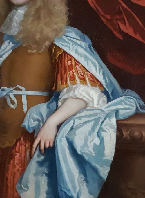 PORTRAIT OF SIR MATTHEW DUDLEY 2ND BARONET OF CLOPTON C1675 ATTRIBUTED TO JOHN GREENHILL C16421676 ANTIQUE OIL ON CANVAS PAINTING - ADDITIONAL PHOTO 4