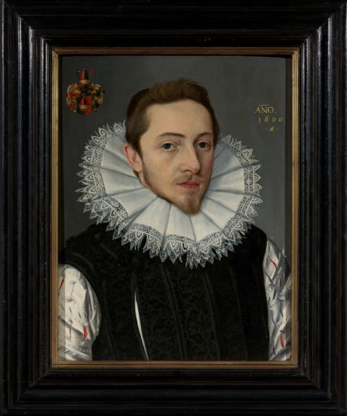 portrait of heinrich mhlegg the younger c15751654 monogrammed and dated 1600 by lorenz strauch 1554c1630 oil on panel painting - CATEGORY: ANTIQUE ART - DATED 16TH CENTURY