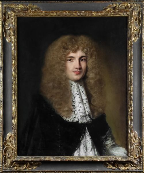 portrait of a gentleman with long hair and an elaborate lace collar c16701675 by jacob ferdinand voet 16391689 oil on canvas painting - CATEGORY: ANTIQUE ART - DATED 17TH CENTURY