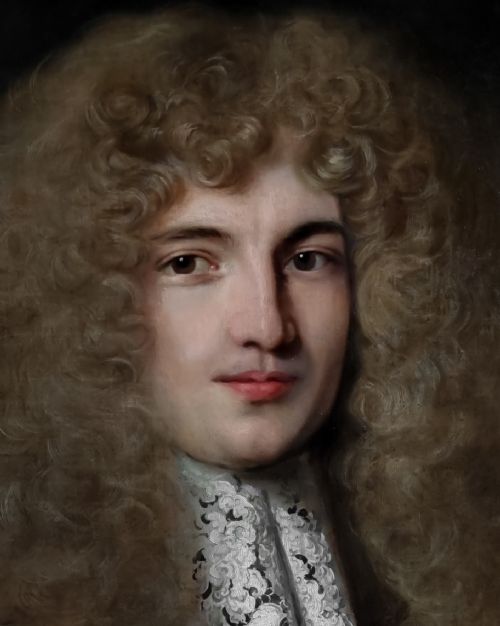 PORTRAIT OF A GENTLEMAN WITH LONG HAIR AND AN ELABORATE LACE COLLAR C16701675 BY JACOB FERDINAND VOET 16391689 OIL ON CANVAS PAINTING - ADDITIONAL PHOTO 4