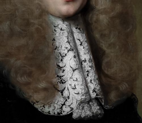 PORTRAIT OF A GENTLEMAN WITH LONG HAIR AND AN ELABORATE LACE COLLAR C16701675 BY JACOB FERDINAND VOET 16391689 OIL ON CANVAS PAINTING - ADDITIONAL PHOTO 6
