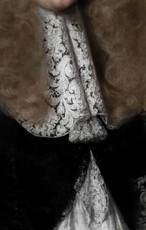 PORTRAIT OF A GENTLEMAN WITH LONG HAIR AND AN ELABORATE LACE COLLAR C16701675 BY JACOB FERDINAND VOET 16391689 OIL ON CANVAS PAINTING - ADDITIONAL PHOTO 7
