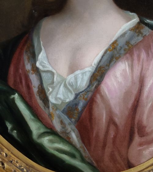 PORTRAIT OF A LADY IN A PINK SILK DRESS C1695 CIRCLE OF SIR GODFREY KNELLER 16461723 ANTIQUE OIL ON CANVAS PAINTING - ADDITIONAL PHOTO 6