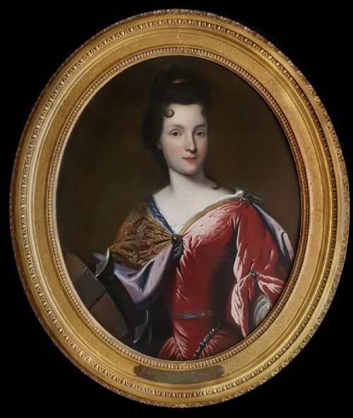 french portrait of a lady as saint catherine c1690 circle of francois de troy 16451730 oil on canvas painting - CATEGORY: ANTIQUE ART - DATED 17TH CENTURY
