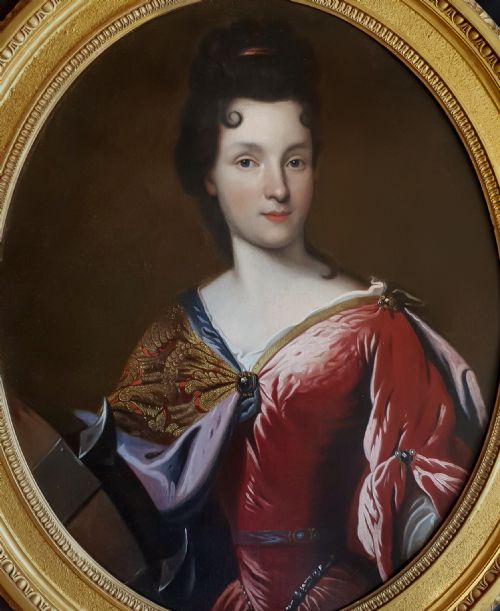 FRENCH PORTRAIT OF A LADY AS SAINT CATHERINE C1690 CIRCLE OF FRANCOIS DE TROY 16451730 OIL ON CANVAS PAINTING - ADDITIONAL PHOTO 3
