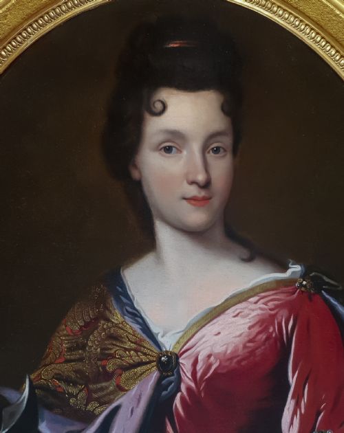 FRENCH PORTRAIT OF A LADY AS SAINT CATHERINE C1690 CIRCLE OF FRANCOIS DE TROY 16451730 OIL ON CANVAS PAINTING - ADDITIONAL PHOTO 4