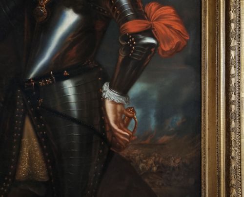 PORTRAIT OF KING WILLIAM III IN ARMOUR WITH A BATTLE IN THE DISTANCE C1680 CIRCLE OF JAN DE BAEN 16331702 OIL ON CANVAS PAINTING - ADDITIONAL PHOTO 6