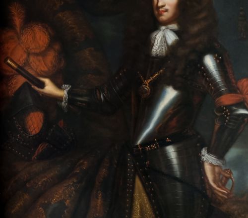 PORTRAIT OF KING WILLIAM III IN ARMOUR WITH A BATTLE IN THE DISTANCE C1680 CIRCLE OF JAN DE BAEN 16331702 OIL ON CANVAS PAINTING - ADDITIONAL PHOTO 7