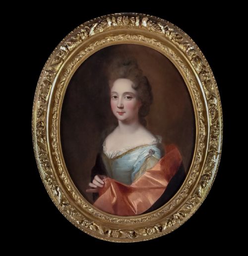 portrait of a young lady c1700 circle of franois jouvenet 16641749 antique oil painting on canvas fine carved gilded frame - CATEGORY: ANTIQUE ART - DATED 17TH CENTURY