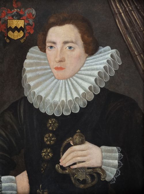 fig 4. Elizabethan Portrait of Thomas Vavasour in a Black Doublet c.1587; Attributed to Hieronymus Custodis (died 1593), Oil on oak panel painting