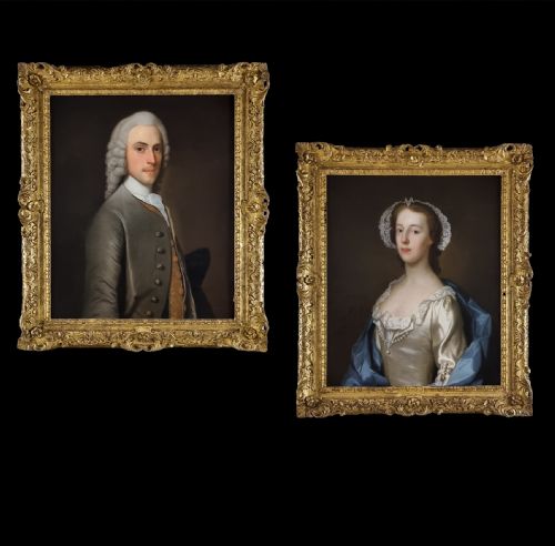 portraits of john ramey c17181794 and abigail ramey 17261811 c1746 circle of allan ramsay 17131784 oil on canvas paintings - CATEGORY: ANTIQUE ART - DATED 18TH CENTURY
