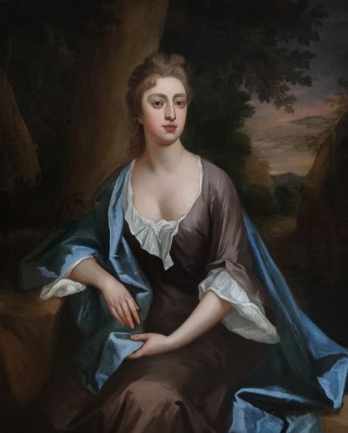 PORTRAIT OF LADY MARGARET AUBREY NEE LOWTHER C16821692 BY MICHAEL DAHL 16561743 ANTIQUE OIL ON CANVAS PAINTING - ADDITIONAL PHOTO 3