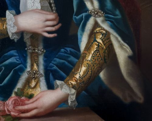 PORTRAIT OF LADY HENRIETTA LOUISA FERMOR NEE JEFFREYS COUNTESS OF POMFRET C1742 ATTRIBUTED TO THOMAS BARDWELL 17041767 OIL ON CANVAS PAINTING - ADDITIONAL PHOTO 6