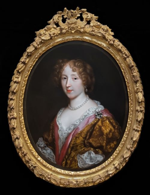 portrait of a lady hlne ferrand marquise de saint germain beaupr c1675 studio of pierre mignard 16121695 antique oil painting on canvas fine gilded frame - CATEGORY: ANTIQUE ART - DATED 17TH CENTURY