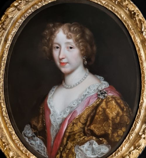 PORTRAIT OF A LADY HLNE FERRAND MARQUISE DE SAINT GERMAIN BEAUPR C1675 STUDIO OF PIERRE MIGNARD 16121695 ANTIQUE OIL PAINTING ON CANVAS FINE GILDED FRAME - ADDITIONAL PHOTO 2
