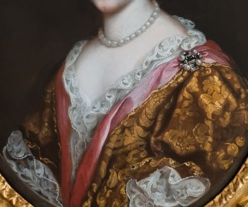 PORTRAIT OF A LADY HLNE FERRAND MARQUISE DE SAINT GERMAIN BEAUPR C1675 STUDIO OF PIERRE MIGNARD 16121695 ANTIQUE OIL PAINTING ON CANVAS FINE GILDED FRAME - ADDITIONAL PHOTO 3