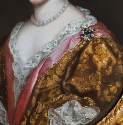 PORTRAIT OF A LADY HLNE FERRAND MARQUISE DE SAINT GERMAIN BEAUPR C1675 STUDIO OF PIERRE MIGNARD 16121695 ANTIQUE OIL PAINTING ON CANVAS FINE GILDED FRAME - ADDITIONAL PHOTO 4