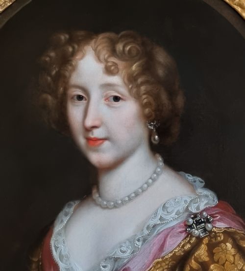 PORTRAIT OF A LADY HLNE FERRAND MARQUISE DE SAINT GERMAIN BEAUPR C1675 STUDIO OF PIERRE MIGNARD 16121695 ANTIQUE OIL PAINTING ON CANVAS FINE GILDED FRAME - ADDITIONAL PHOTO 6