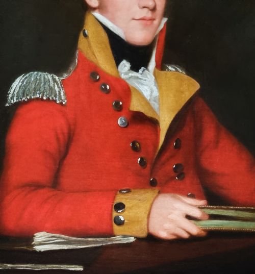 REGENCY PORTRAIT OF AN OFFICER IN UNIFORM C1815 CIRCLE OF RAMSAY RICHARD REINAGLE RA 17751862 OIL ON CANVAS - ADDITIONAL PHOTO 5