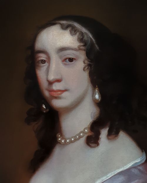 PORTRAIT OF A LADY IN A MAUVE DRESS C1660 CIRCLE OF PETER LELY 16181680 MANOR HOUSE PROVENANCE ANTIQUE OIL ON CANVAS PAINTING - ADDITIONAL PHOTO 8