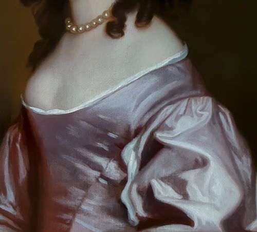 PORTRAIT OF A LADY IN A MAUVE DRESS C1660 CIRCLE OF PETER LELY 16181680 MANOR HOUSE PROVENANCE ANTIQUE OIL ON CANVAS PAINTING - ADDITIONAL PHOTO 10