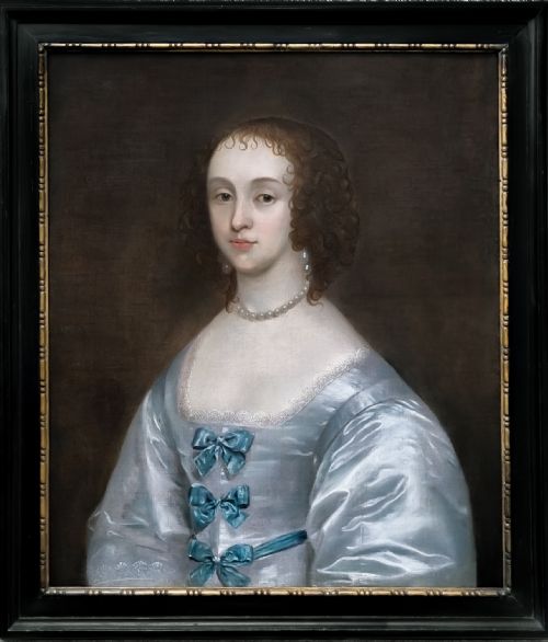 c1637 portrait of a lady katherine st aubyn circle of cornelius johnson 15931664 oil on canvas painting - CATEGORY: ANTIQUE ART - DATED 17TH CENTURY