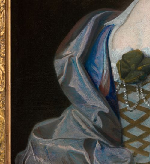 DATED 1752 SIGNED PORTRAIT OF A LADY IN A BLUE AND PINK SILK DRESS POSSIBLY MRS ROWE BY HENRY PICKERING C1720177071 OIL ON CANVAS PAINTING - ADDITIONAL PHOTO 5