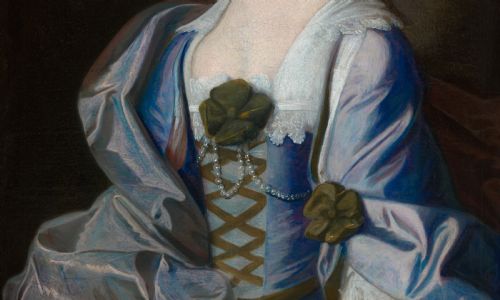 DATED 1752 SIGNED PORTRAIT OF A LADY IN A BLUE AND PINK SILK DRESS POSSIBLY MRS ROWE BY HENRY PICKERING C1720177071 OIL ON CANVAS PAINTING - ADDITIONAL PHOTO 6