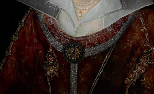 DATED 1606 PORTRAIT OF PRINCESS ELIZABETH LATER QUEEN OF BOHEMIA CIRCLE OF ROBERT PEAKE THE ELDER C15511626 OIL PAINTING ON PANEL - ADDITIONAL PHOTO 5