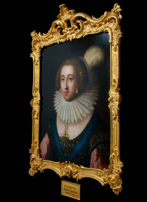 fig 2. Portrait of Elizabeth, Queen of Bohemia & Electress Palatine, Oil on canvas painting, Fine Gilded Frame; Manner of Paul van Somer (c.1576-1621)
English School