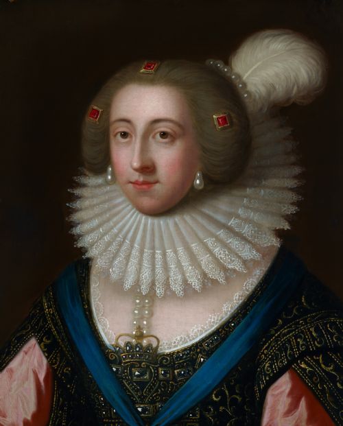 fig 4. Portrait of Elizabeth, Queen of Bohemia & Electress Palatine, Oil on canvas painting, Fine Gilded Frame; Manner of Paul van Somer (c.1576-1621)
English School