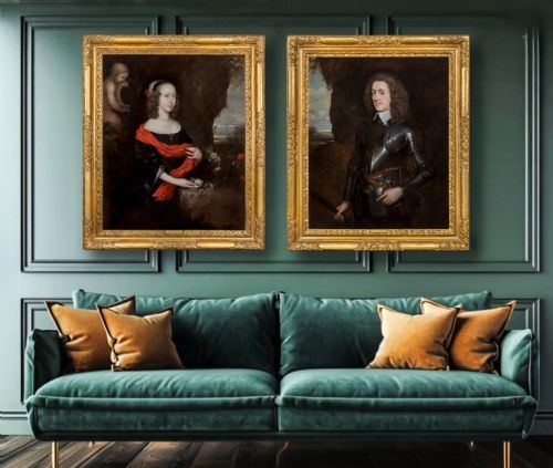 c1656 pair of portraits gentleman lady william rachel helyar circle of robert walker oil on canvas paintings civil war period - CATEGORY: ANTIQUE ART - DATED 17TH CENTURY