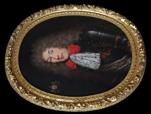 1680'S PORTRAIT OF A GENTLEMAN IN A LACE CRAVAT AND ARMOUR CIRCLE OF PIERRE MIGNARD 16121695 CALLED MIGNARD LE ROMAIN ANTIQUE OIL ON CANVAS PAINTING - ADDITIONAL PHOTO 2