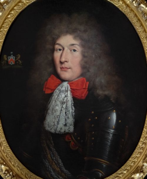 1680'S PORTRAIT OF A GENTLEMAN IN A LACE CRAVAT AND ARMOUR CIRCLE OF PIERRE MIGNARD 16121695 CALLED MIGNARD LE ROMAIN ANTIQUE OIL ON CANVAS PAINTING - ADDITIONAL PHOTO 3